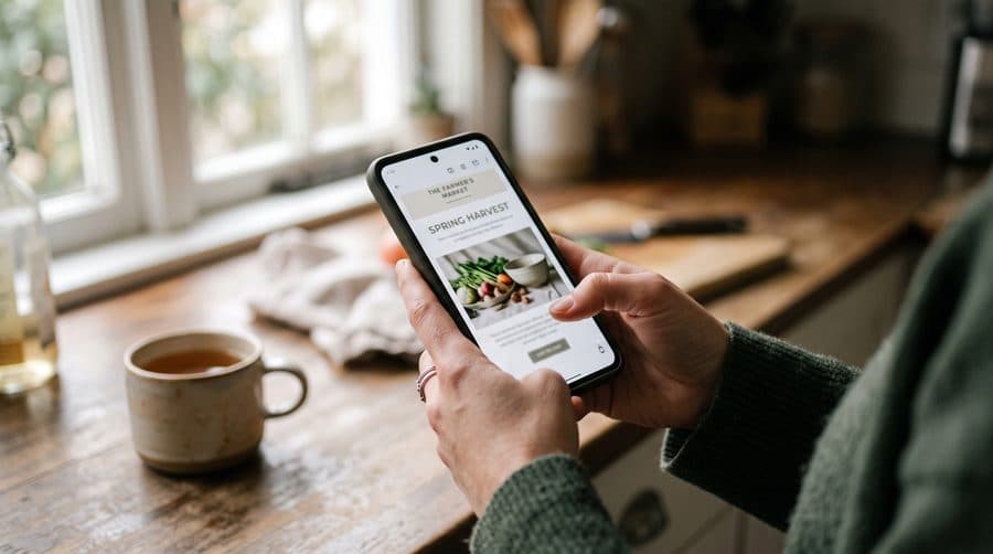 Customer reading a branded email on a phone
