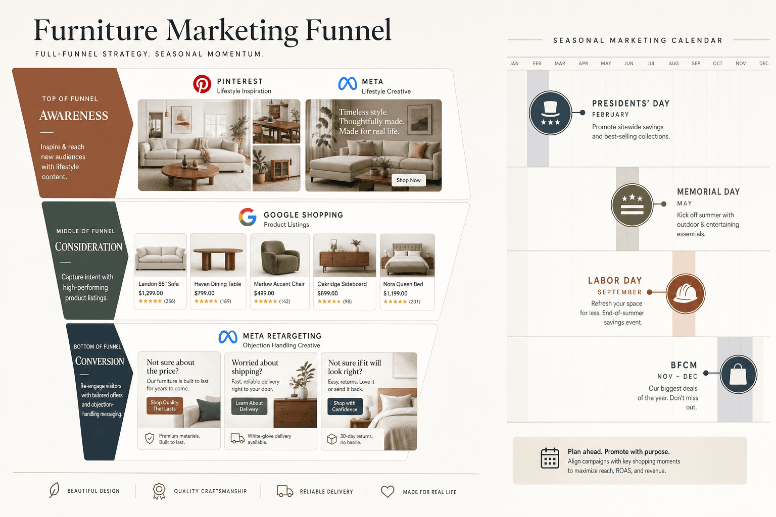 The advertising strategy for a Furniture Brands business