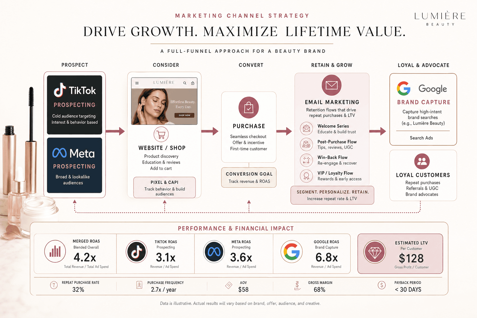The advertising strategy for a Makeup Brands business